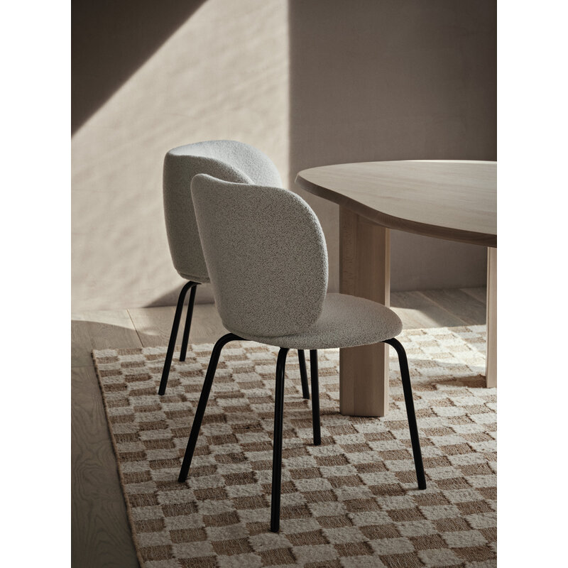 ferm LIVING-collectie Geruit wollen jute vloerkleed 140 x 200 gebroken wit/natura