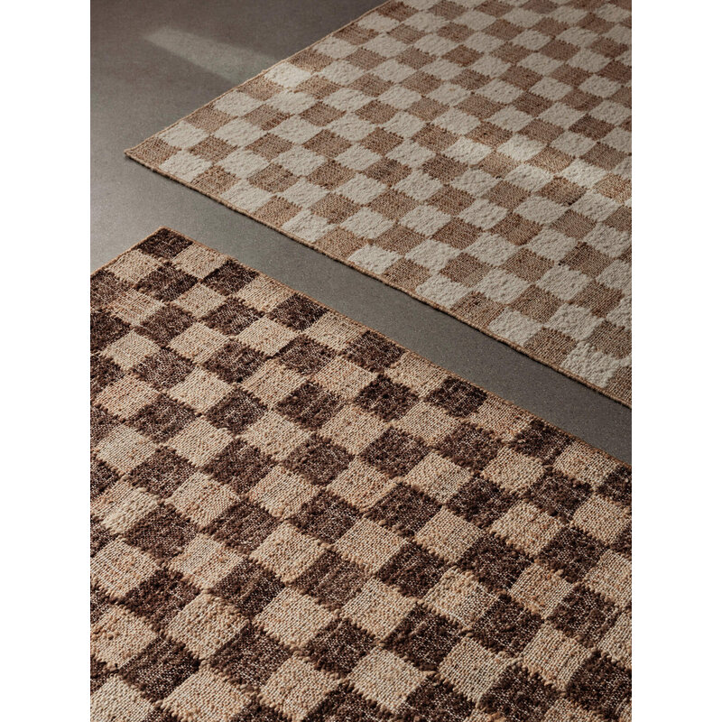 ferm LIVING-collectie Geruit wollen jute vloerkleed 140 x 200 gebroken wit/natura