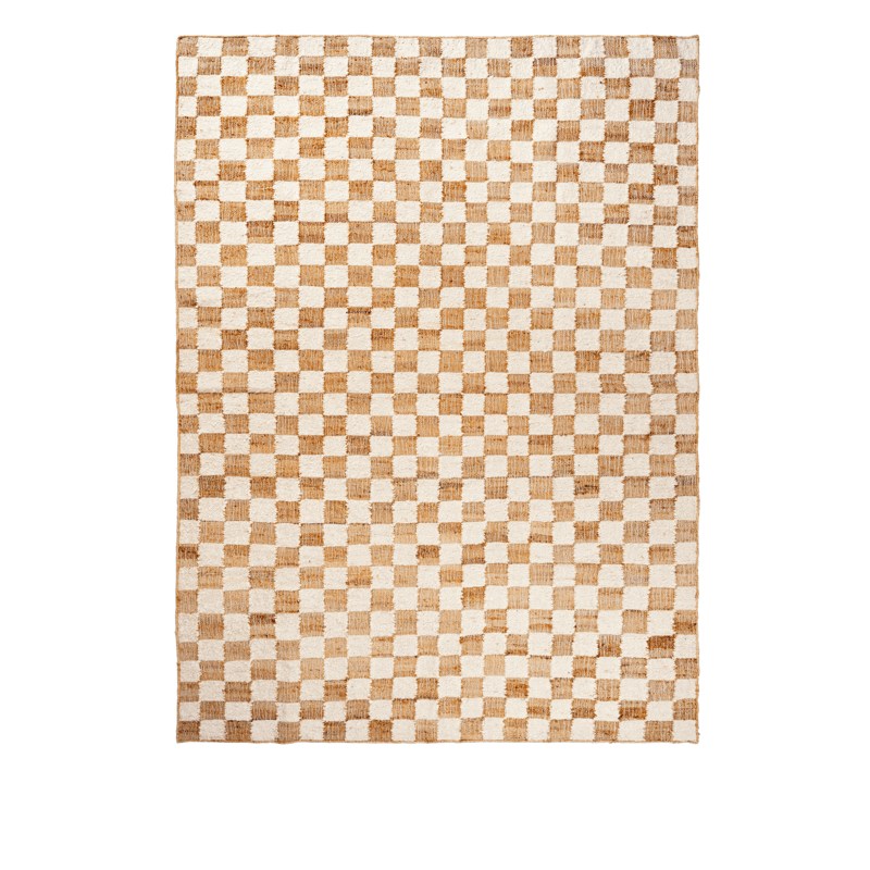 ferm LIVING-collectie Check Wool Jute Rug  200 x 300  Offwhite/Natur