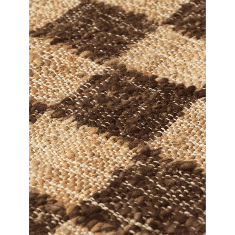 ferm LIVING-collectie Check Wool Jute Rug  200 x 300  Coffee/Natural