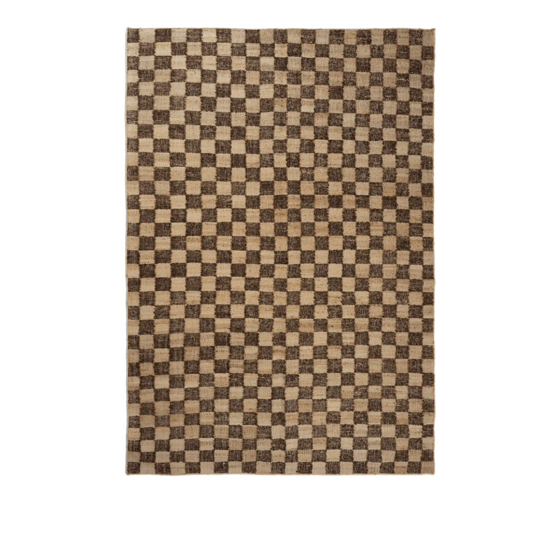 ferm LIVING-collectie Check Wool Jute Rug  200 x 300  Coffee/Natural