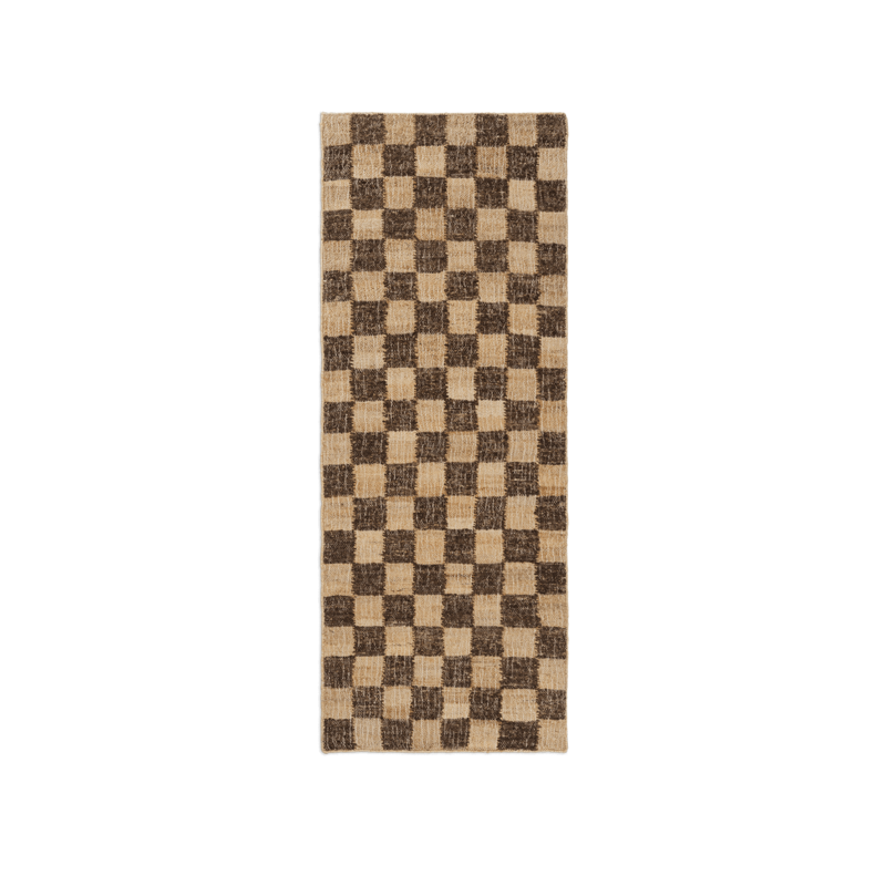 ferm LIVING-collectie Check Wool Jute Runner  70 x 180  Coffee/Natural