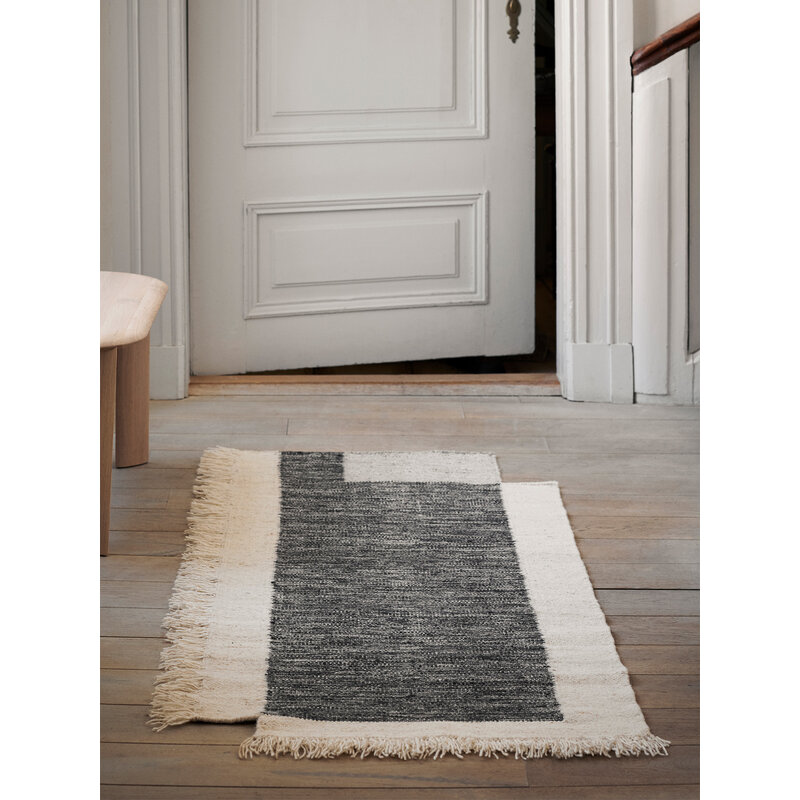 ferm LIVING-collectie Counter loper 80 x 200 - Houtskool/Gebroken wit