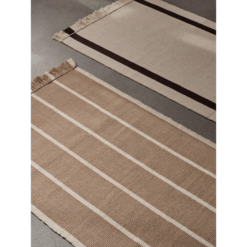ferm LIVING-collectie Calm Kelim Runner 80 x 200 Donkerzand/Gebroken wit