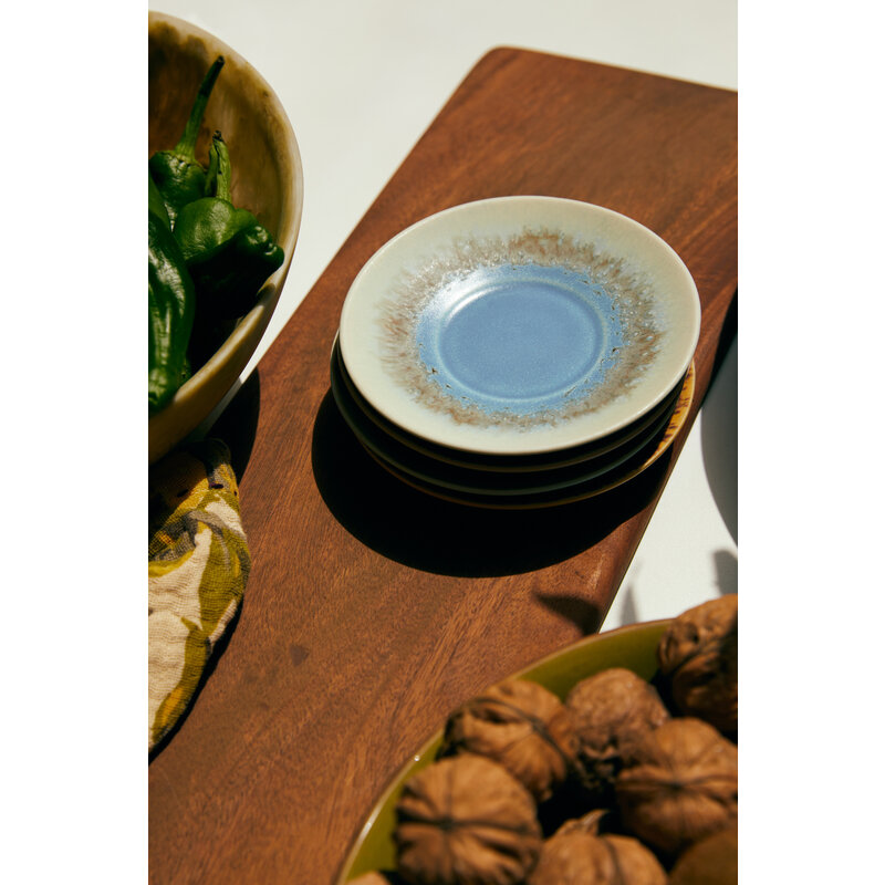 HKLIVING-collectie 70s ceramics: saucers ocean (set of 4)
