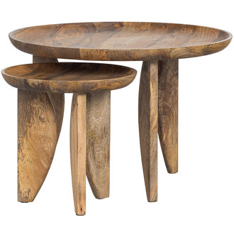 vtwonen Set V 2 - High Heels Bijzettafels Mango Hout Naturel
