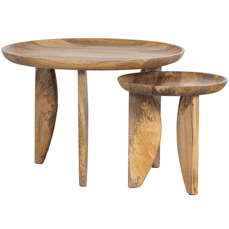 vtwonen-collectie Set V 2 - High Heels Side Tables Mango Wood Natural