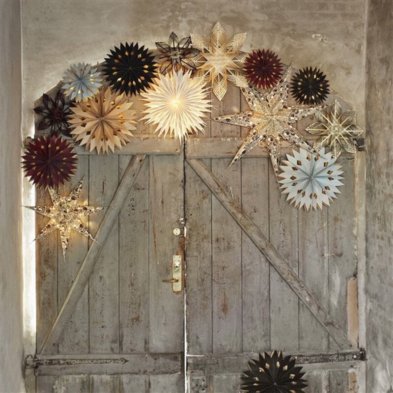 Madam Stoltz-collectie Hanger bamboe ster grijs, Naturel D:42 cm