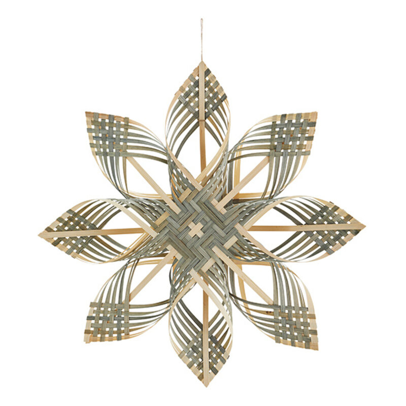 Madam Stoltz-collectie Hanger bamboe ster grijs, Naturel D:42 cm