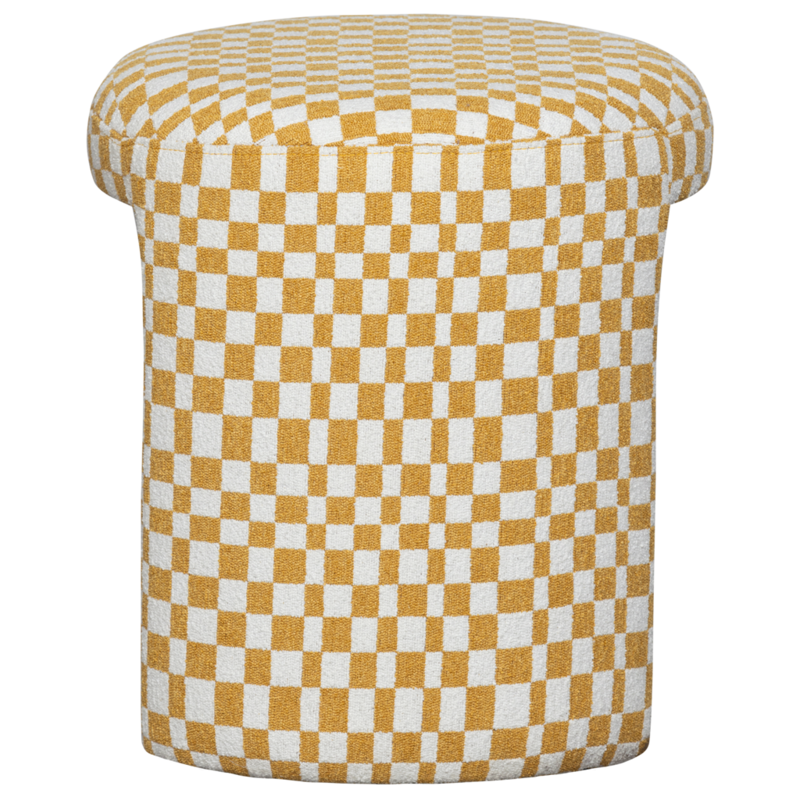 WOOOD-collectie Charlie Upholstered Stool Checkered Design Yellow