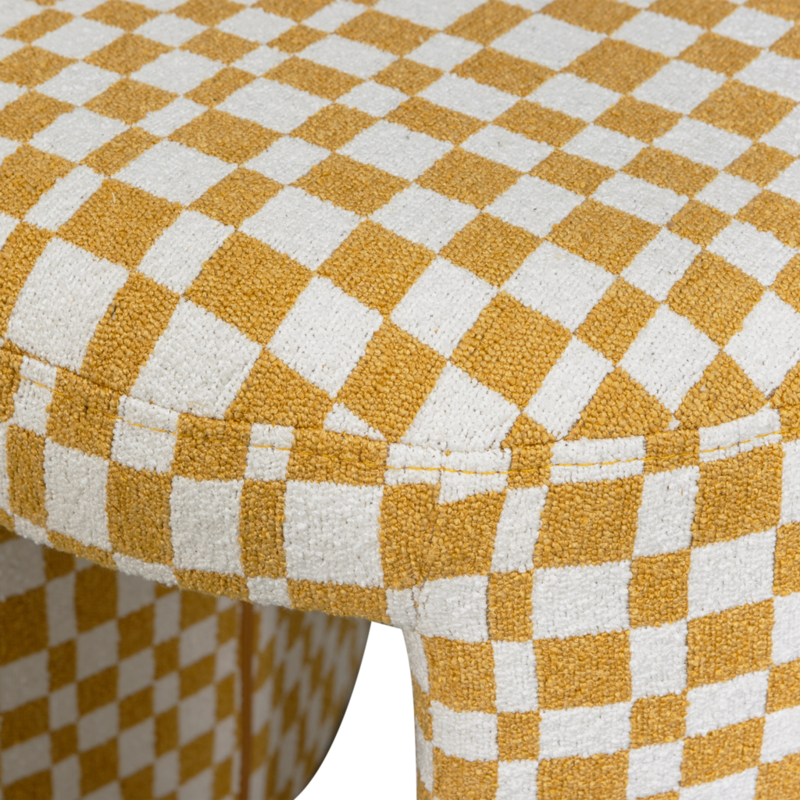 WOOOD-collectie Charlie Upholstered Stool Checkered Design Yellow