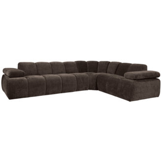 WOOOD Mojo Hoekbank Rechts Geweven Ribstof Bruin