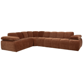 WOOOD Mojo Corner Sofa Left Woven Rib Fabric Rust Brown