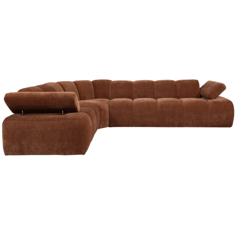 WOOOD-collectie Mojo Corner Sofa Left Woven Rib Fabric Rust Brown