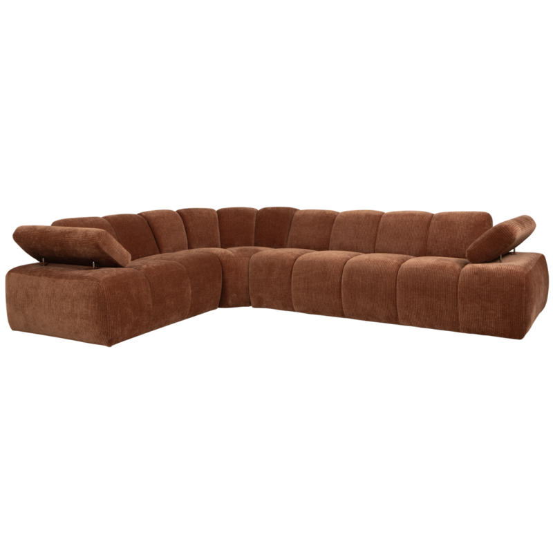 WOOOD-collectie Mojo Corner Sofa Left Woven Rib Fabric Rust Brown