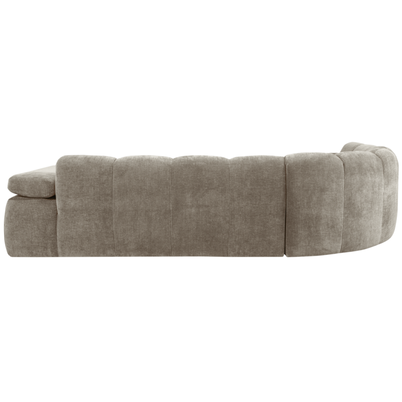 WOOOD-collectie Mojo Hoekbank Links Geweven Ribstof Donker Zand