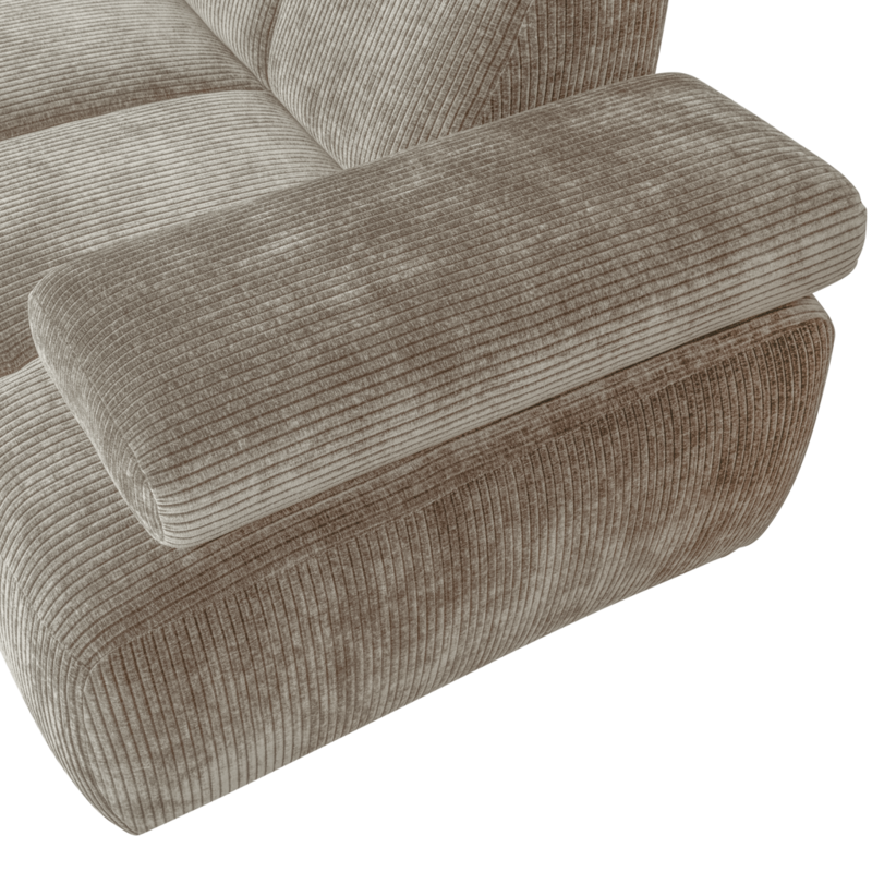 WOOOD-collectie Mojo Hoekbank Links Geweven Ribstof Donker Zand