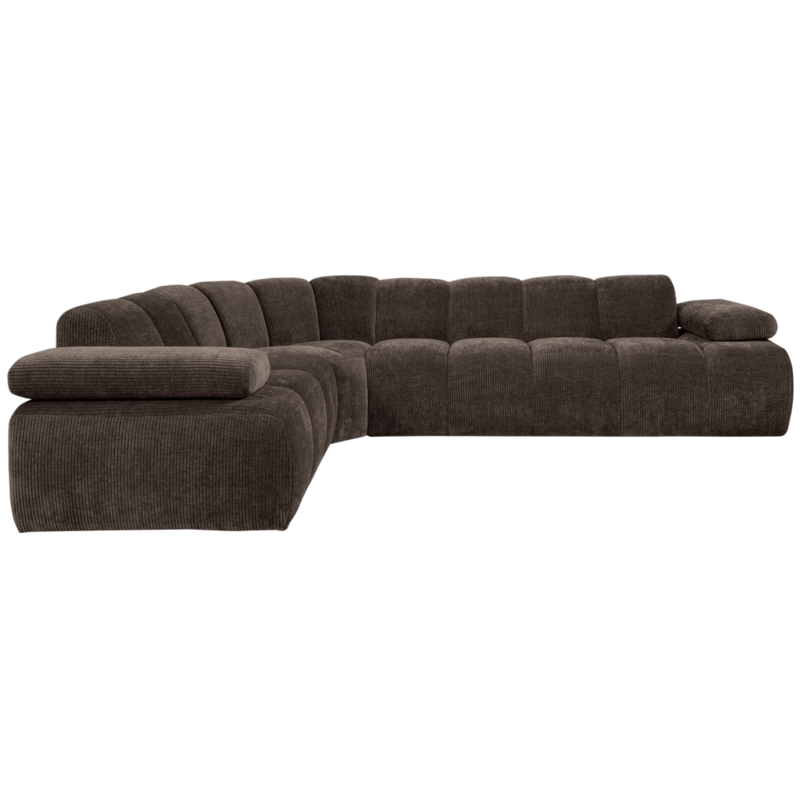 WOOOD-collectie Mojo Hoekbank Links Geweven Ribstof Bruin