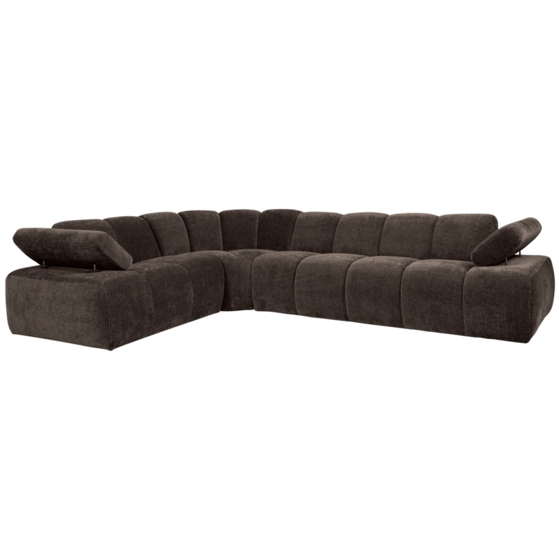 WOOOD-collectie Mojo Corner Sofa Left Woven Rib Fabric Brown