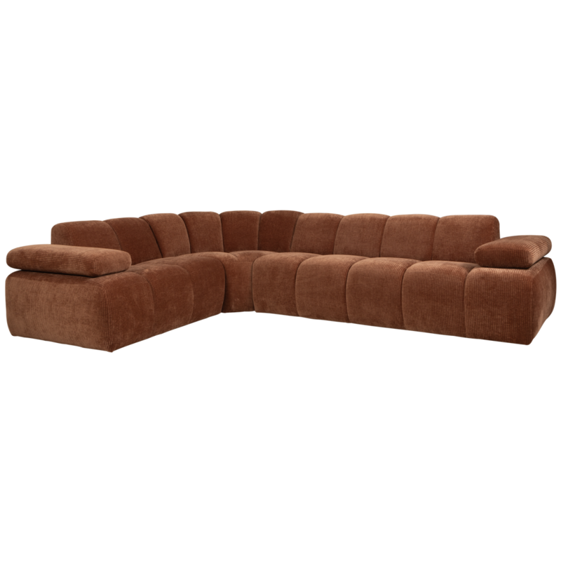 WOOOD-collectie Mojo Corner Sofa Left Woven Rib Fabric Rust Brown