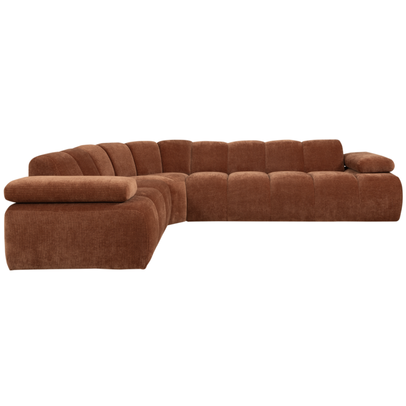 WOOOD-collectie Mojo Corner Sofa Left Woven Rib Fabric Rust Brown