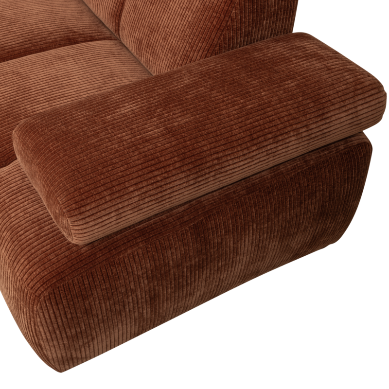 WOOOD-collectie Mojo Corner Sofa Left Woven Rib Fabric Rust Brown