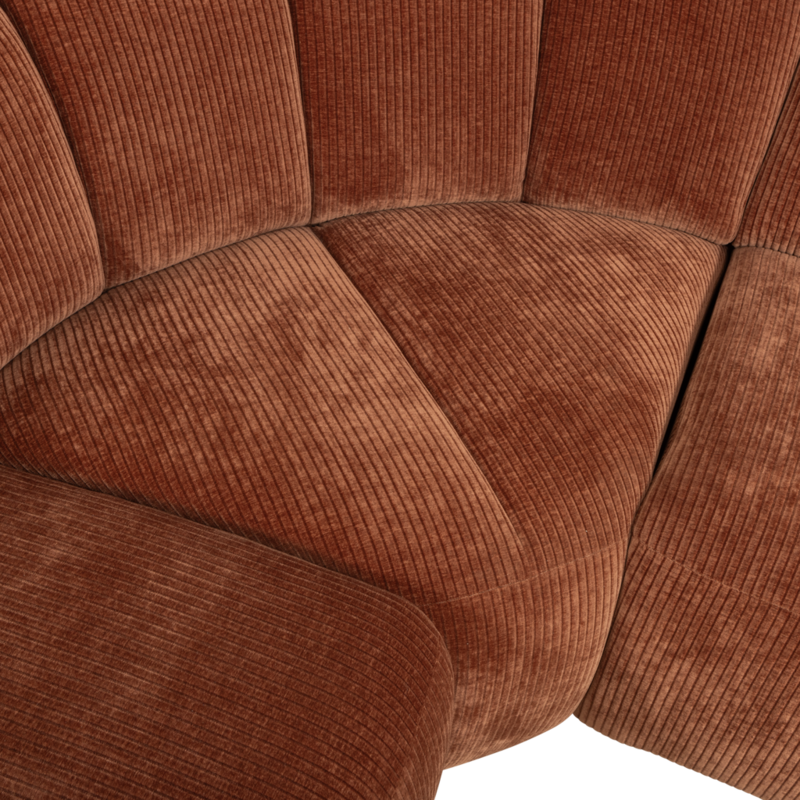 WOOOD-collectie Mojo Corner Sofa Left Woven Rib Fabric Rust Brown