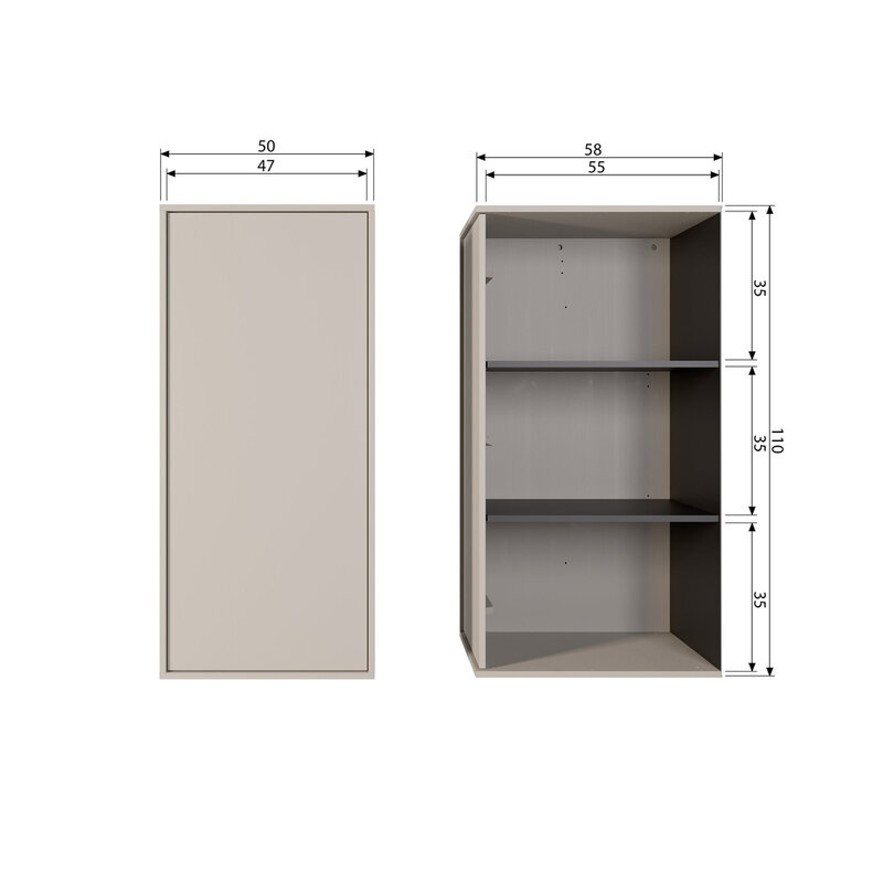 vtwonen-collectie Daily Closet Single 110X50 cm Pine Dakar Gray [Fsc]