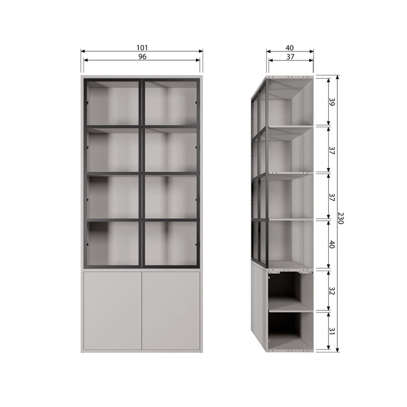 vtwonen-collectie Basic 4-Dress Display Cabinet Pine Mist [Fsc]