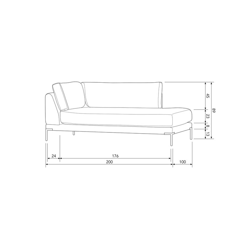 vtwonen-collectie Couple Lounge Element Rechts Donkergrijs