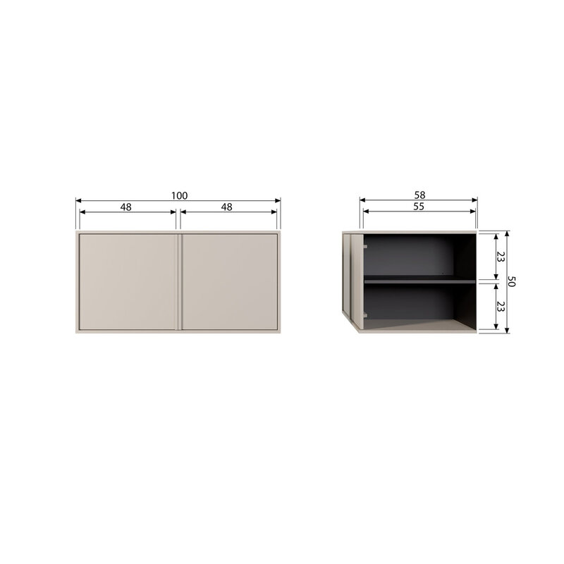 vtwonen-collectie Daily Closet Double 50x100 cm Pine Dakar Gray [FSC]