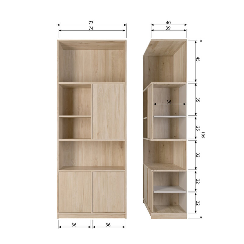 vtwonen-collectie Modular Wall Cabinet 77 cm Oak Natural Matte [FSC]