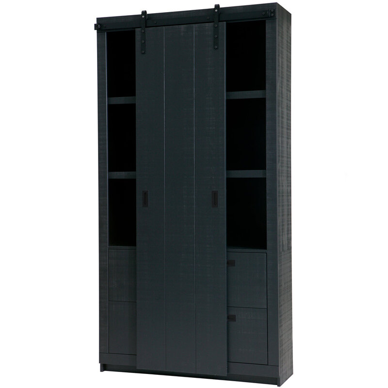 vtwonen-collectie Slide Cabinet Barn Sawn Matt Black [Fsc]