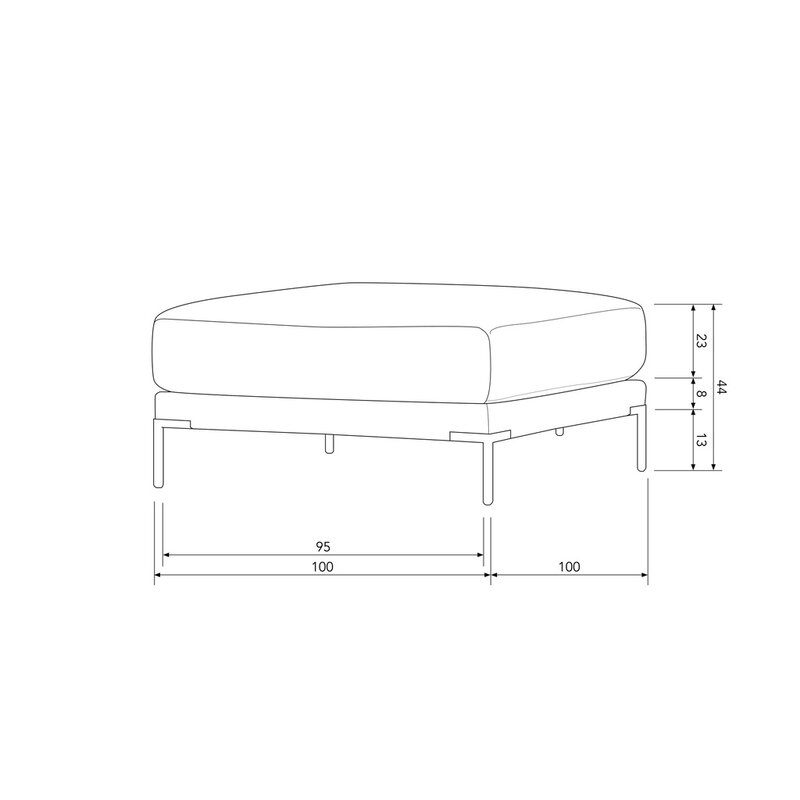 vtwonen-collectie Couple Pouf 100 cm Light Gray