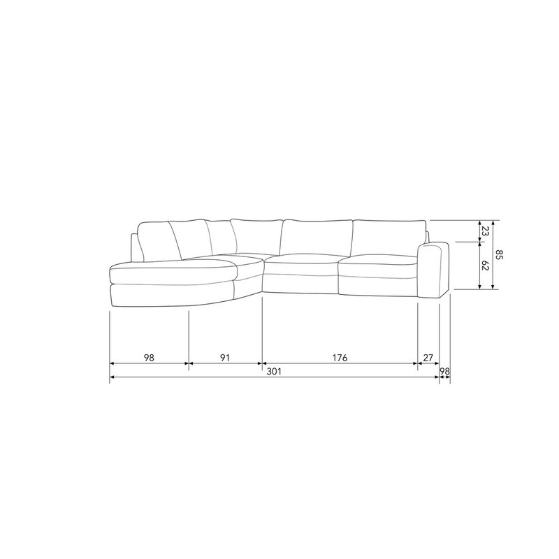 vtwonen-collectie Family Corner Sofa Round Left Green