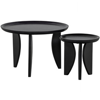 vtwonen Set V 2 - High Heels Bijzettafels Mango Hout Glanzend Zwart