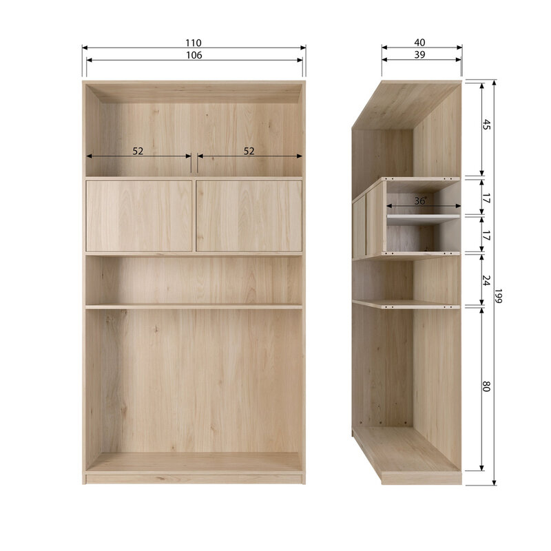vtwonen-collectie Modular Wall Cabinet 110 cm Oak Natural Matt [FSC]