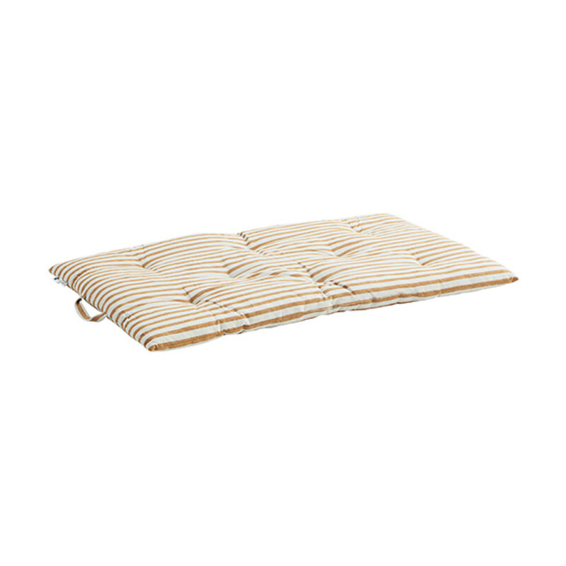 Madam Stoltz-collectie Striped woven mattress Off white, dark honey 60x100 cm - Copy