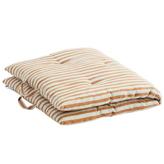Madam Stoltz Striped woven mattress Off white, dark honey 60x100 cm - Copy