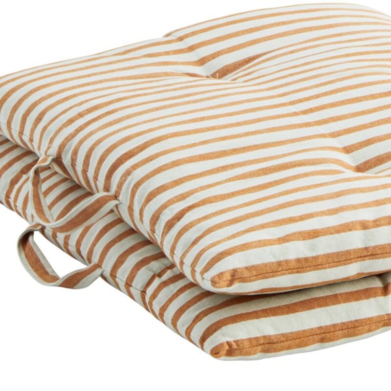 Madam Stoltz-collectie Striped woven mattress Off white, dark honey 60x100 cm - Copy