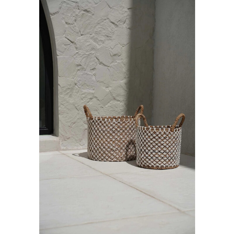 Bazar Bizar The Cross Stitched Macramé Basket - Natural White - L