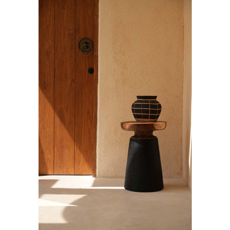 Bazar Bizar-collectie Belly Vaas - Zwart Naturel - M