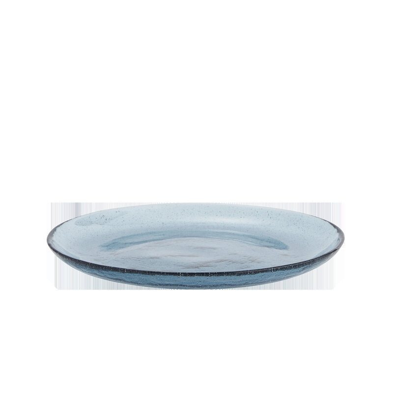 Madam Stoltz-collectie  Gekleurd glazen lunchbord blauw
