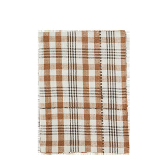 Madam Stoltz Checked kitchen towel Burnt orange, off white, iron