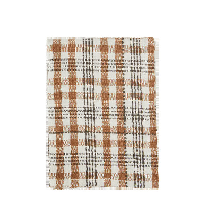Madam Stoltz-collectie Madam Stoltz Checked kitchen towel Burnt orange, off white, iron Burnt orange, off white, iron