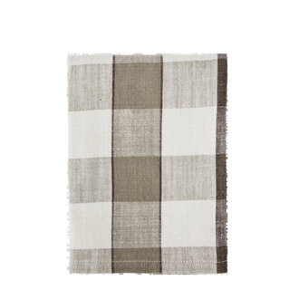 Madam Stoltz Checked kitchen towel Taupe, off white, iron