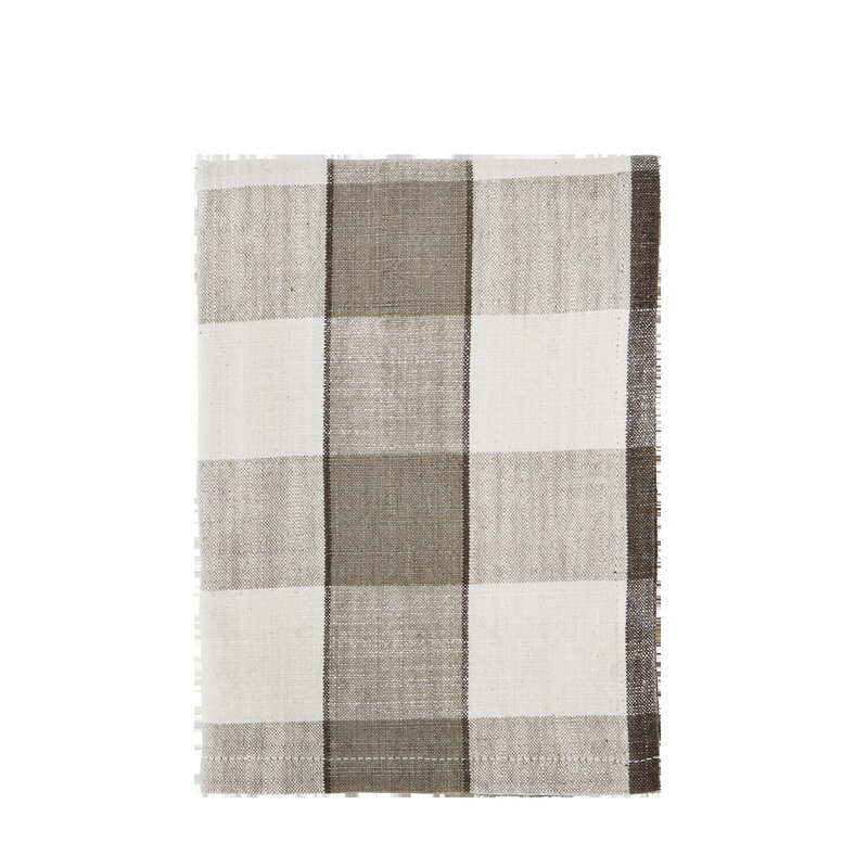 Madam Stoltz-collectie Madam Stoltz Checked kitchen towel Taupe, off white, iron Taupe, off white, iron