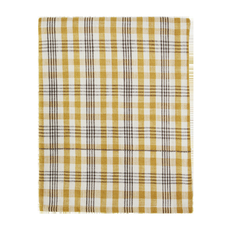 Madam Stoltz-collectie Madam Stoltz Checked table cloth Yellow, off white, charcoal Yellow, off white, charcoal