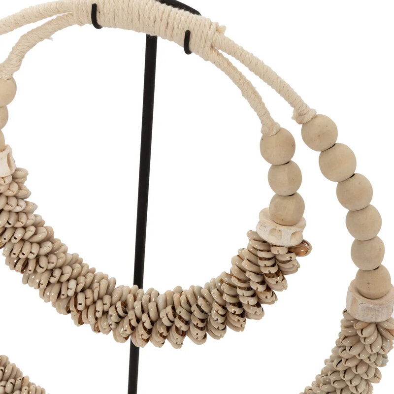 Bazar Bizar-collectie Dubbele Halsketting met Schelpen op Stand - Naturel