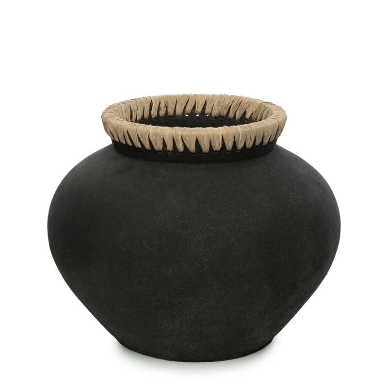 Bazar Bizar-collectie Styly Vaas - Zwart Naturel - L